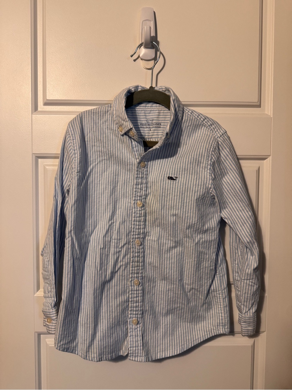 Vineyard Vines Light Blue and White Striped Button-Down Shirt - Boys
